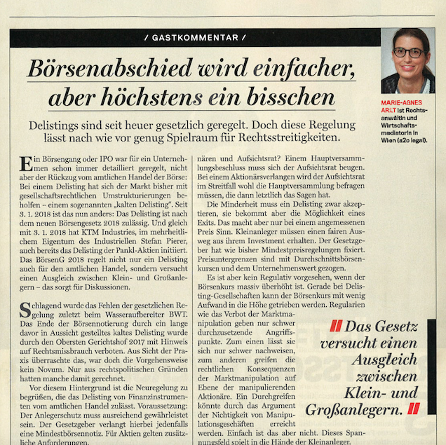 Dr. Marie-Agnes Arlt on Delisting in trend 1/2018