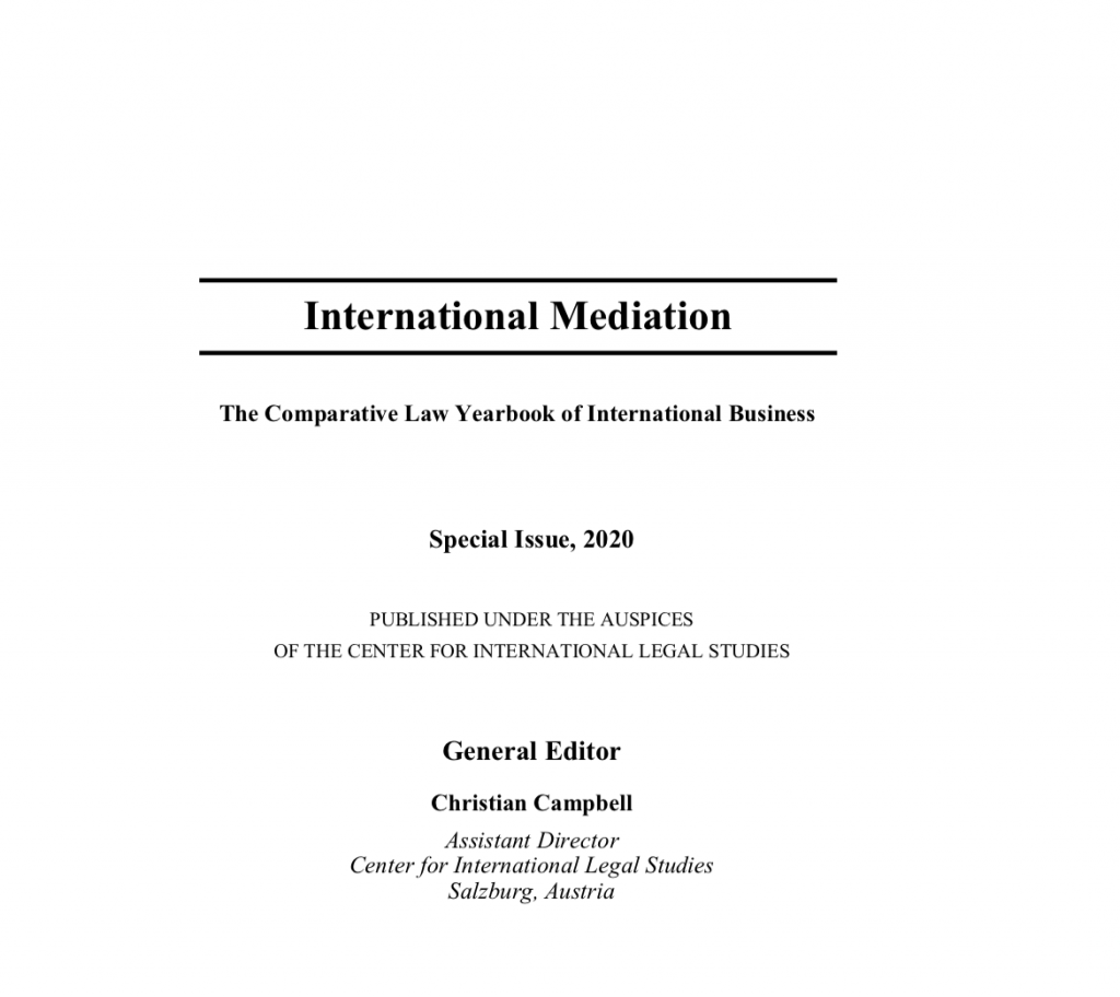 Arlt in Kluwer – INTERNATIONAL MEDIATION