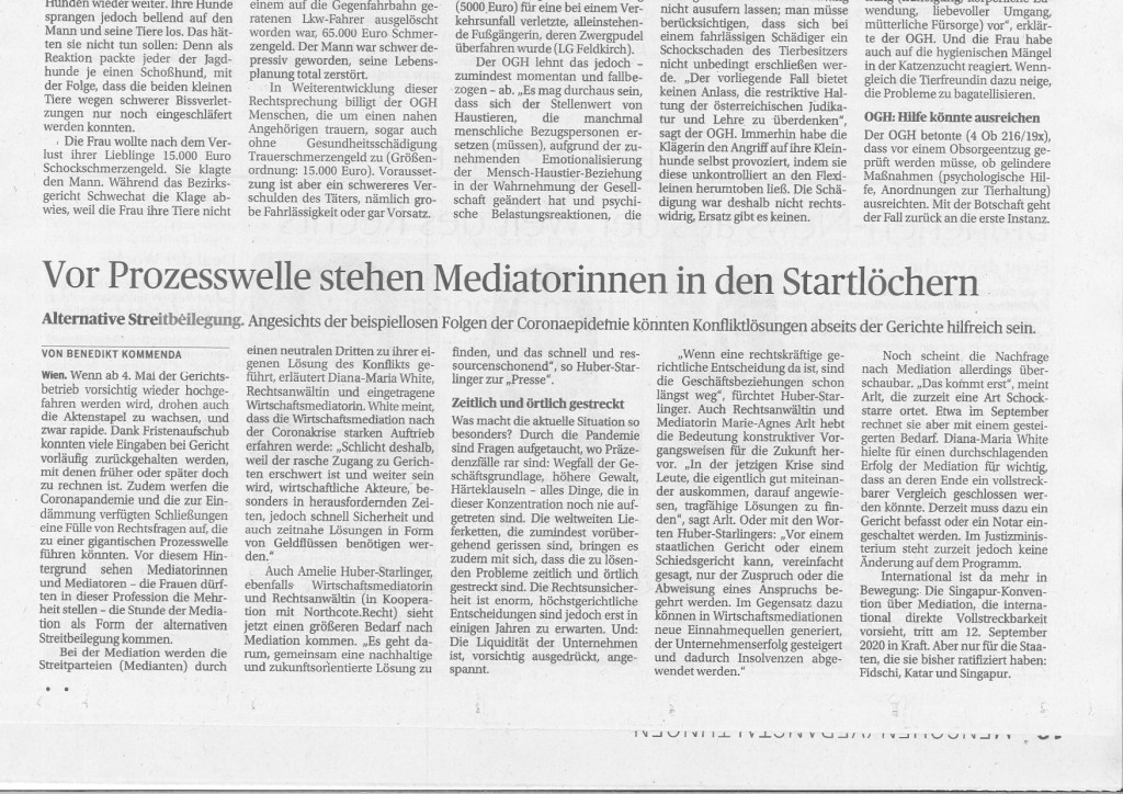 (Deutsch) Dr. Marie-Agnes Arlt in Die Presse vom 20.04.20